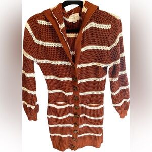 Olive Oak Sweater Dress Striped Long Sleeve XL Button Down Loose Knit